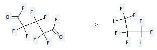 Pentanedioyldifluoride, 2,2,3,3,4,4-hexafluoro- can be used to produce 1,1,2,2,3,3-hexafluoro-1,3-diiodo-propane at the temperature of 180 °C